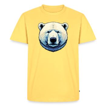 Ours polaire blanc - T-shirt Premium bio Homme - jaune pastel - Devant - AI Model Male 185 dark (185cm)