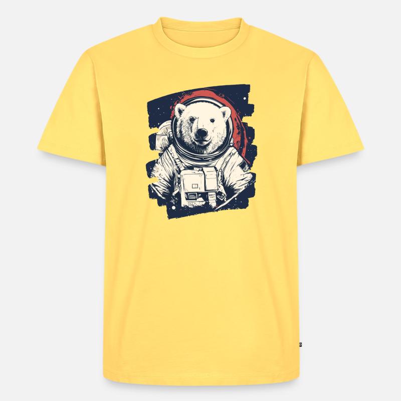 Eisbär Astronaut - Männer Premium Bio T-Shirt - Pastellgelb