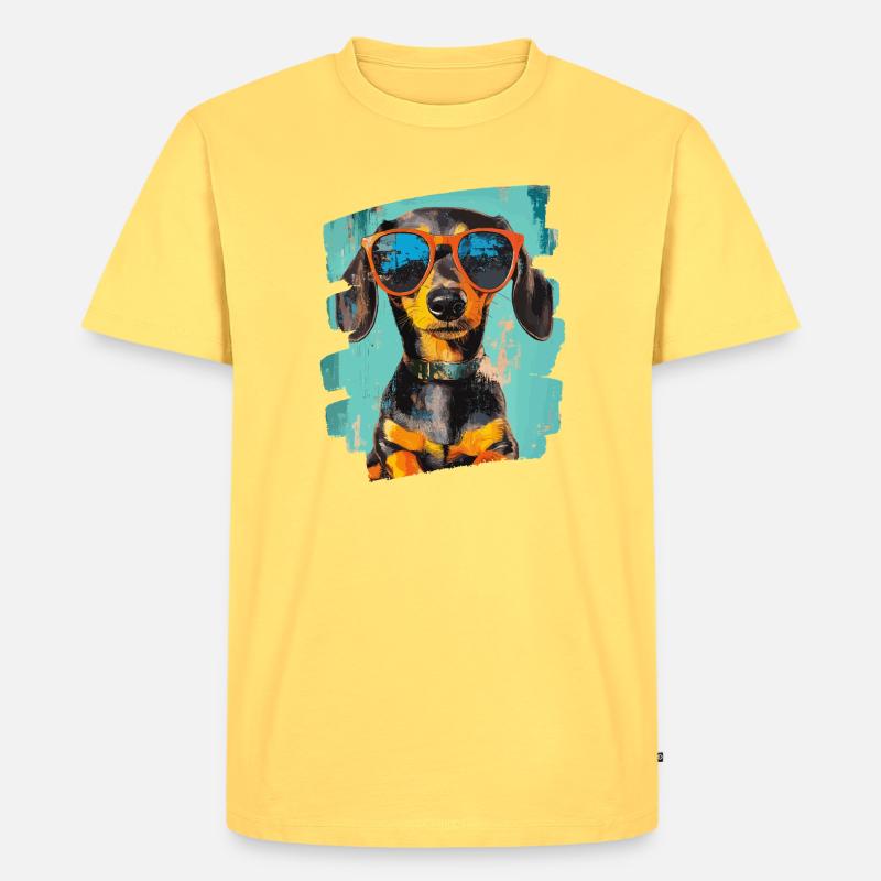 Dackel Dachshund - Männer Premium Bio T-Shirt - Pastellgelb