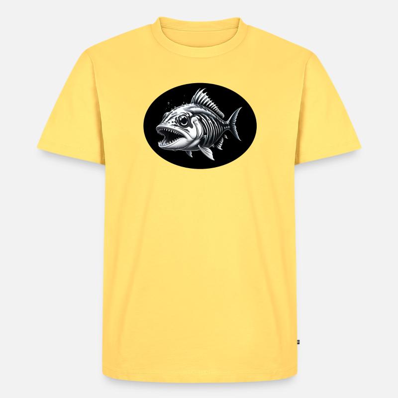 Fisch Skelett - Männer Premium Bio T-Shirt - Pastellgelb