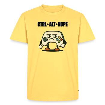 CTRL ALT NON Meme contrôleur - T-shirt Premium bio Homme - jaune pastel - Devant - AI Model Male 185 dark (185cm)