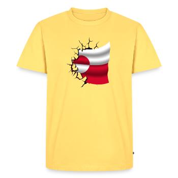 Bandera de Groenlandia - Groenland - Drapeau brisé - T-shirt Premium bio Homme - jaune pastel - Devant - AI Model Male 185 dark (185cm)