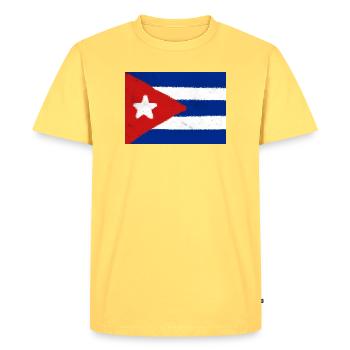 Drapeau de Cuba - T-shirt Premium bio Homme - jaune pastel - Devant - AI Model Male 185 dark (185cm)