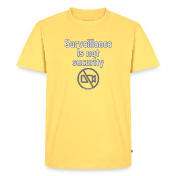 Surveillance Is Not Security Statement Motive - Men's Premium Organic T-Shirt - sky yellow - Front - AI Model Male 185 dark (185cm)