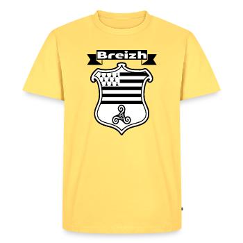 Breizh - Men's Premium Organic T-Shirt - sky yellow - Front - AI Model Male 185 dark (185cm)