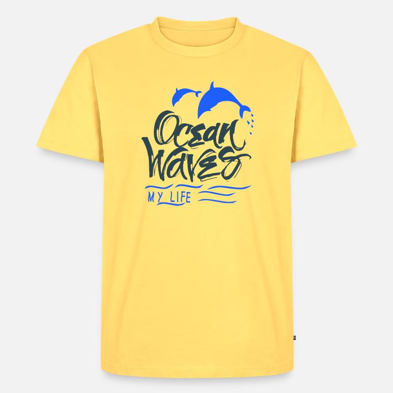 Ocean Delfine - Männer Premium Bio T-Shirt - Pastellgelb