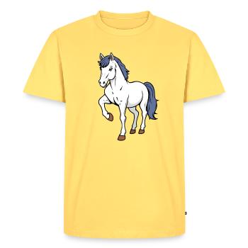 Cheval - T-shirt Premium bio Homme - jaune pastel - Devant - AI Model Male 185 dark (185cm)