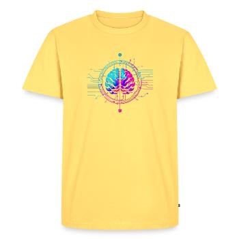 Futuristic Mind Art Design - Men's Premium Organic T-Shirt - sky yellow - Front - AI Model Male 185 dark (185cm)