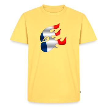Drapeau de la France - France - Ninja - T-shirt Premium bio Homme - jaune pastel - Devant - AI Model Male 185 dark (185cm)