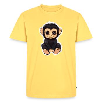 Singe mignon Singe mignon Cadeau pour les fans de singe - T-shirt Premium bio Homme - jaune pastel - Devant - AI Model Male 185 dark (185cm)