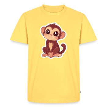 Singe mignon Singe mignon Cadeau pour les fans de singe - T-shirt Premium bio Homme - jaune pastel - Devant - AI Model Male 185 dark (185cm)