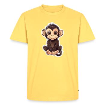 Singe Mignon Singe Cadeau pour les fans de Singe - T-shirt Premium bio Homme - jaune pastel - Devant - AI Model Male 185 dark (185cm)