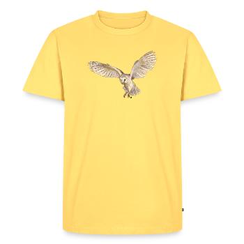 Belle chouette effraie en vol - T-shirt Premium bio Homme - jaune pastel - Devant - AI Model Male 185 dark (185cm)