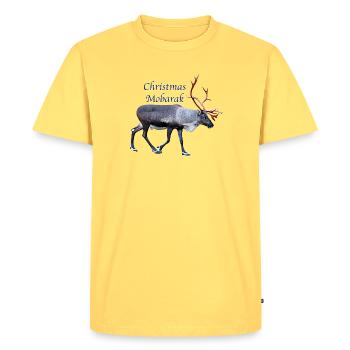 Christmas Mobarak - Men's Premium Organic T-Shirt - sky yellow - Front - AI Model Male 185 dark (185cm)