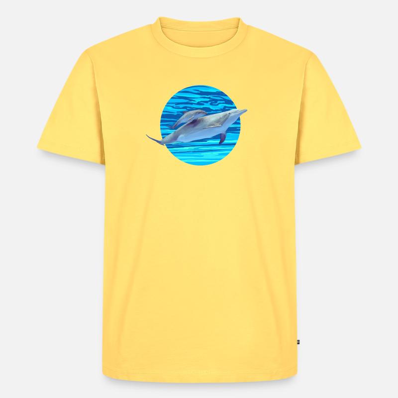 Delfin - Männer Premium Bio T-Shirt - Pastellgelb