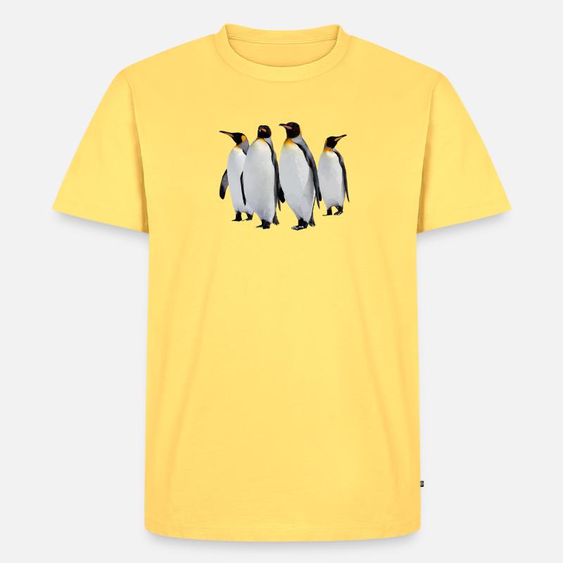 Pinguine - Männer Premium Bio T-Shirt - Pastellgelb