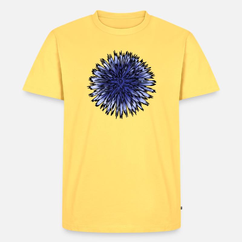 Blaue Distelblume - Männer Premium Bio T-Shirt - Pastellgelb