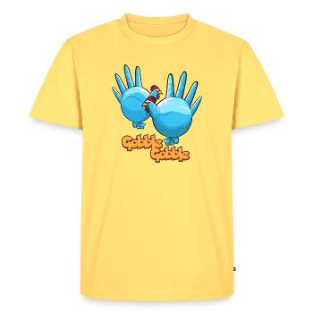 Chicken Swede Tents With Gorgeous Chicken Patterns - Men's Premium Organic T-Shirt - sky yellow - Front - AI Model Male 185 dark (185cm)