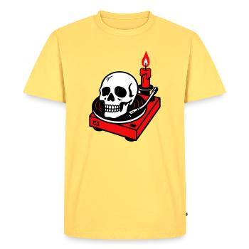 Black metal - Men's Premium Organic T-Shirt - sky yellow - Front - AI Model Male 185 dark (185cm)