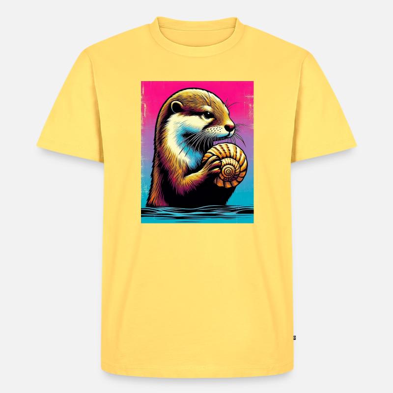 Otter - Männer Premium Bio T-Shirt - Pastellgelb