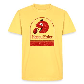 Happy Eater Design Distressed - Men's Premium Organic T-Shirt - sky yellow - Front - AI Model Male 185 dark (185cm)