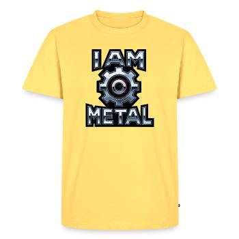 Je suis métal – Engrenage chromé - T-shirt Premium bio Homme - jaune pastel - Devant - AI Model Male 185 dark (185cm)