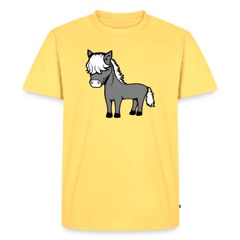 Horse Bob Hair Hairstyle Pony Foal Cute Comic - Men's Premium Organic T-Shirt - sky yellow - Front - AI Model Male 185 dark (185cm)