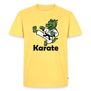 Karaté Dragon - T-shirt Premium bio Homme - jaune pastel - Devant - AI Model Male 185 dark (185cm)