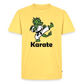 Karaté Dragon - T-shirt Premium bio Homme - jaune pastel - Devant - AI Model Male 185 dark (185cm)