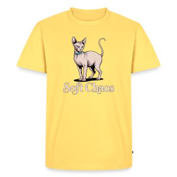 Soft Chaos Sphynx Cat - Men's Premium Organic T-Shirt - sky yellow - Front - AI Model Male 185 dark (185cm)