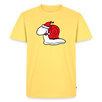 Escargot Père Noël Noël Chapeau Cadeau - T-shirt Premium bio Homme - jaune pastel - Devant - AI Model Male 185 dark (185cm)