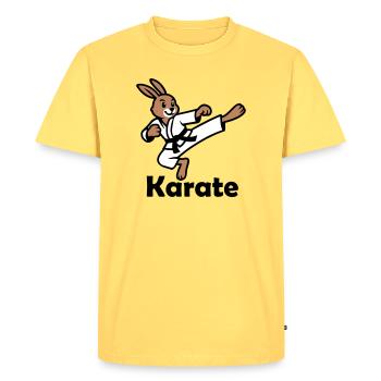 Karaté Lapin - T-shirt Premium bio Homme - jaune pastel - Devant - AI Model Male 185 dark (185cm)