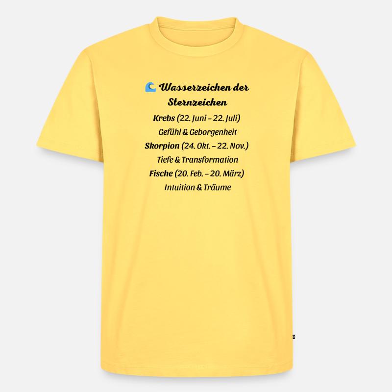 Wasserzeichen der Sternzeichen - Männer Premium Bio T-Shirt - Pastellgelb