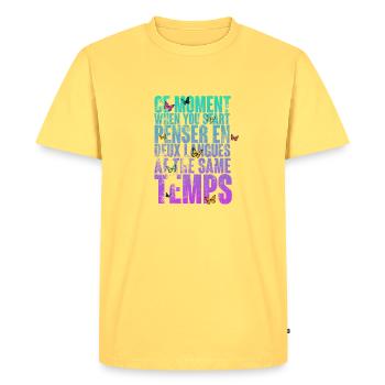 DICTON COOL POUR LES MULTILINGUES, LES INTERNATIONAUX - T-shirt Premium bio Homme - jaune pastel - Devant - AI Model Male 185 dark (185cm)