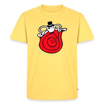 M. Escargot Sir Cylindre Monocle Riche Riche - T-shirt Premium bio Homme - jaune pastel - Devant - AI Model Male 185 dark (185cm)