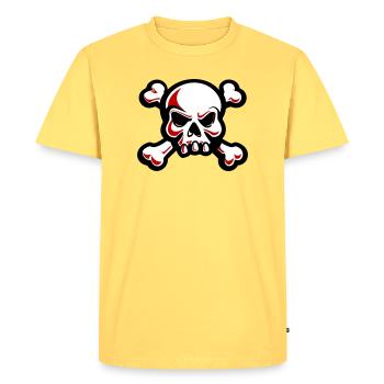 crâne squelette os symbole - T-shirt Premium bio Homme - jaune pastel - Devant - AI Model Male 185 dark (185cm)