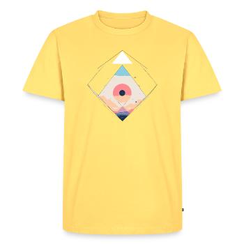 Abstract Geometric Sunset Scene - Men's Premium Organic T-Shirt - sky yellow - Front - AI Model Male 185 dark (185cm)