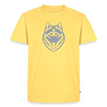 Conception de l’emblème du loup majestueux - T-shirt Premium bio Homme - jaune pastel - Devant - AI Model Male 185 dark (185cm)