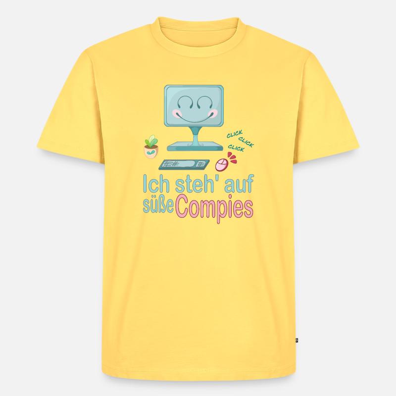 Ich steh' auf süße Computer - Männer Premium Bio T-Shirt - Pastellgelb