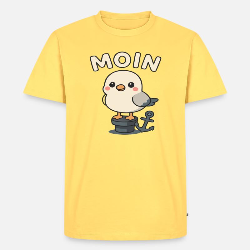 Moin - Möwedesign - Männer Premium Bio T-Shirt - Pastellgelb