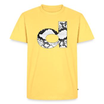 Snake Print Letter D - Men's Premium Organic T-Shirt - sky yellow - Front - AI Model Male 185 dark (185cm)