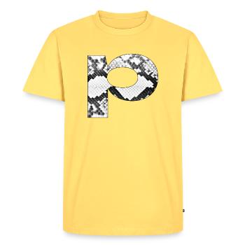 Lettre motif serpent p - T-shirt Premium bio Homme - jaune pastel - Devant - AI Model Male 185 dark (185cm)