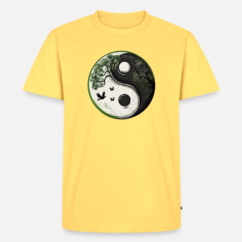 Yin and Yang Nature Version :) - Männer Premium Bio T-Shirt - Pastellgelb