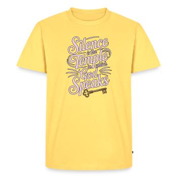 Silence – Dieu parle Design - T-shirt Premium bio Homme - jaune pastel - Devant - AI Model Male 185 dark (185cm)
