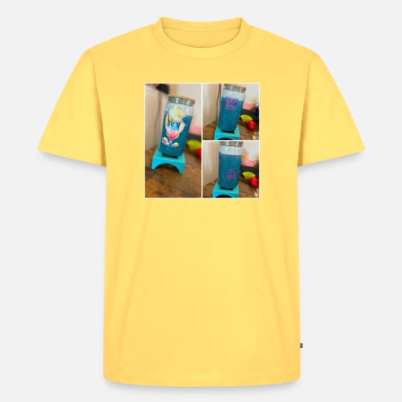 Glitzerbecher - Männer Premium Bio T-Shirt - Pastellgelb