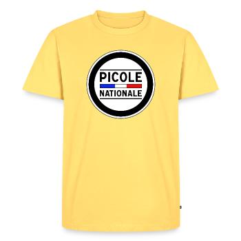 Picole Nationale nouveau design - T-shirt Premium bio Homme - jaune pastel - Devant - AI Model Male 185 dark (185cm)
