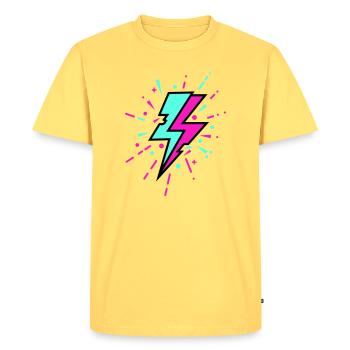 Retro Lightning Bolt Colorful Style - Men's Premium Organic T-Shirt - sky yellow - Front - AI Model Male 185 dark (185cm)