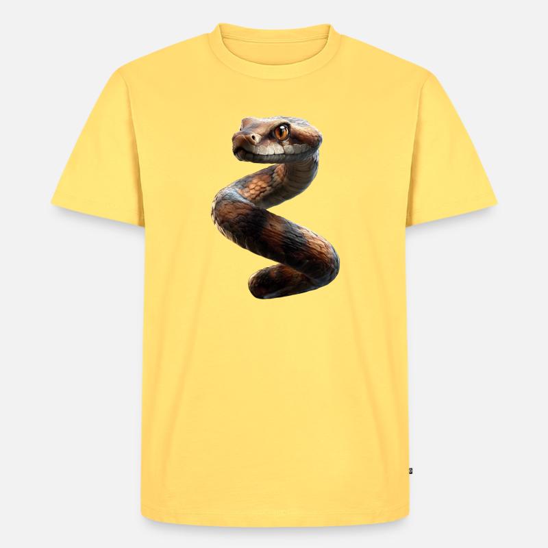 Schlange Python Kobra Klapperschlange Schlangen - Männer Premium Bio T-Shirt - Pastellgelb