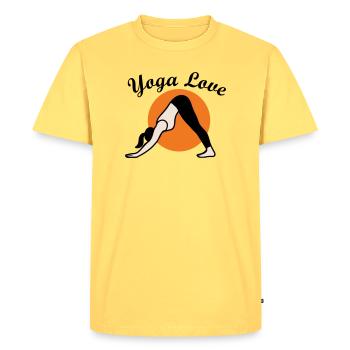 Yoga - T-shirt Premium bio Homme - jaune pastel - Devant - AI Model Male 185 dark (185cm)