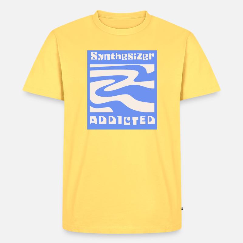 Synthesizer addicted Synth Modular - Männer Premium Bio T-Shirt - Pastellgelb